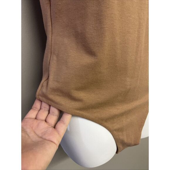 Nuuds Crewneck Sleeveless Heather Mocha/coffee Thong Bodysuit Snaps Medium NWOT - Picture 5 of 12